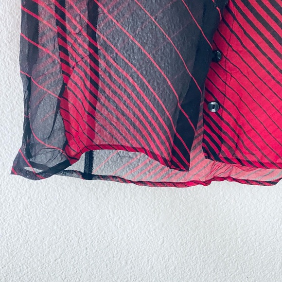 bebe Striped Red and Black Blouse 100%silk - Picture 6 of 13